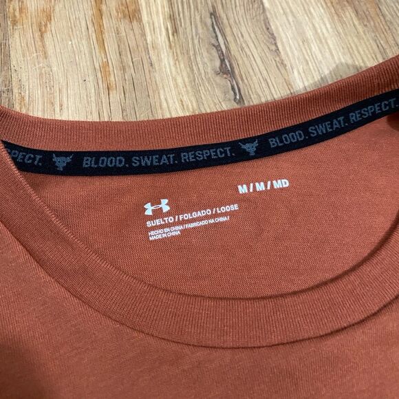 Under Armour Project Rock Iron Paradise T-Shirt in Orange Size Medium - Picture 6 of 7